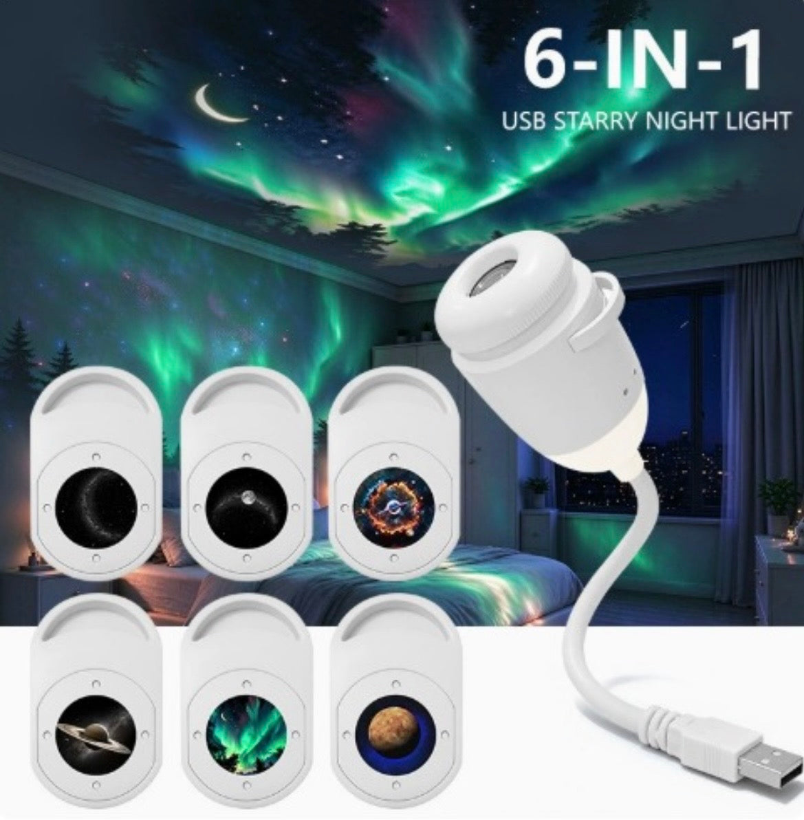 🌌 Galaxy Star Projector – USB Starry Night Light