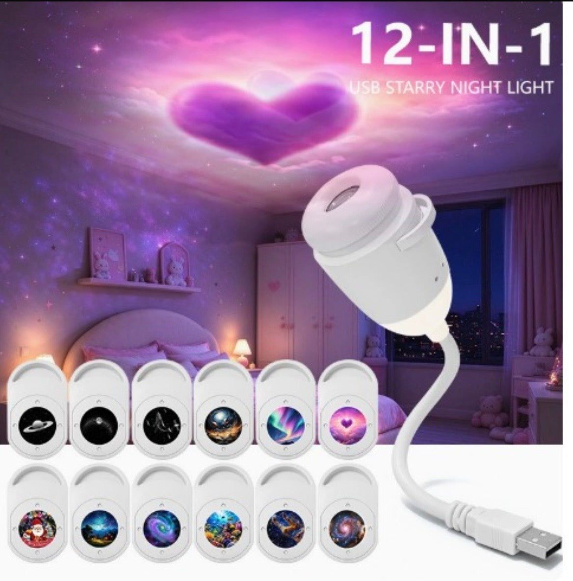 🌌 Galaxy Star Projector – USB Starry Night Light